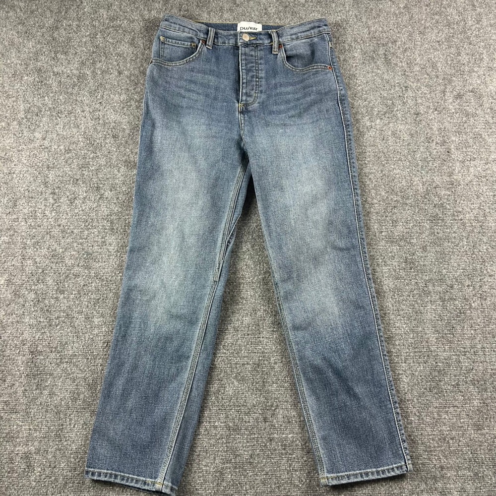 DU/ER Jeans Womens 29 Blue Straight Leg High Rise Button‎ Fly WFMR5017 Denim